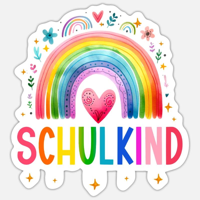 Schulkind 2025 Regenbogen Mädchen Einschulung 2025 Sticker Größe S (10 x 10 cm)