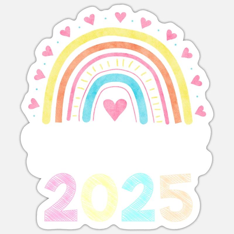 Schulkind 2025 Regenbogen Mädchen Einschulung 2025 - Sticker Größe S (10 x 10 cm) - Mattweiß