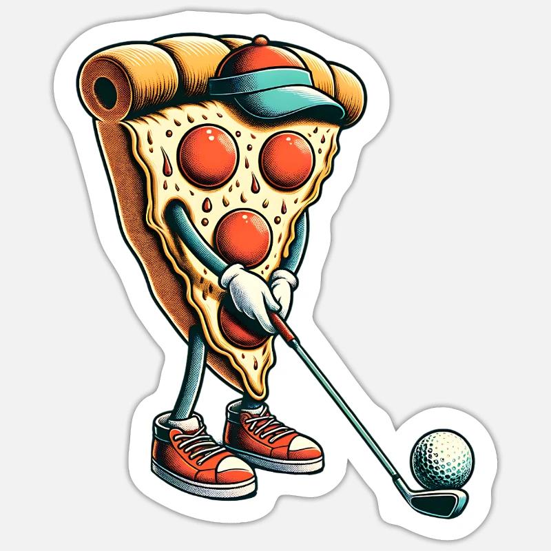 Golf Pizza - Sticker taille S (10 x 10 cm) - blanc mat