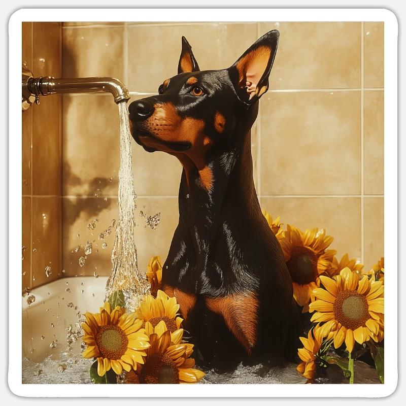 Dobermann - Sticker Größe S (10 x 10 cm) - Mattweiß