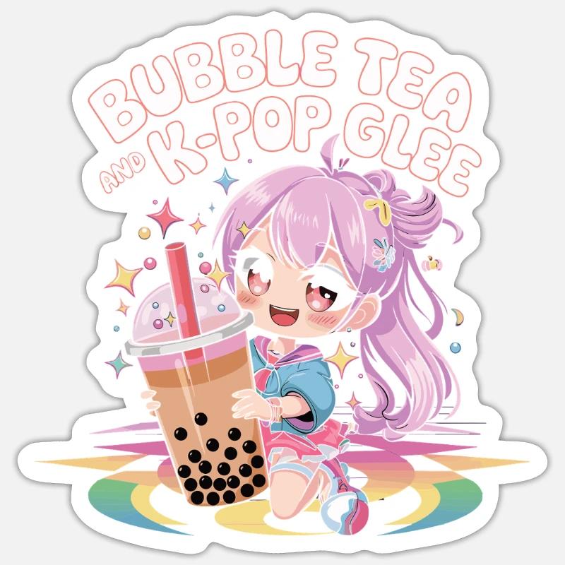K pop and bubble tea - Sticker size S (10 x 10 cm) - white matte