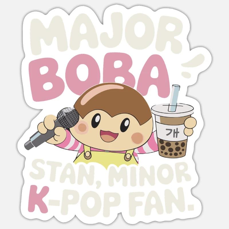 K pop and bubble tea - Sticker size S (10 x 10 cm) - white matte
