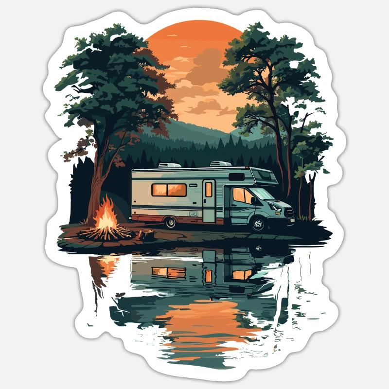 Campeur - Sticker taille S (10 x 10 cm) - blanc mat