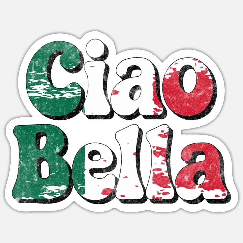 Ciao Bella - Sticker taille S (10 x 10 cm) - blanc mat