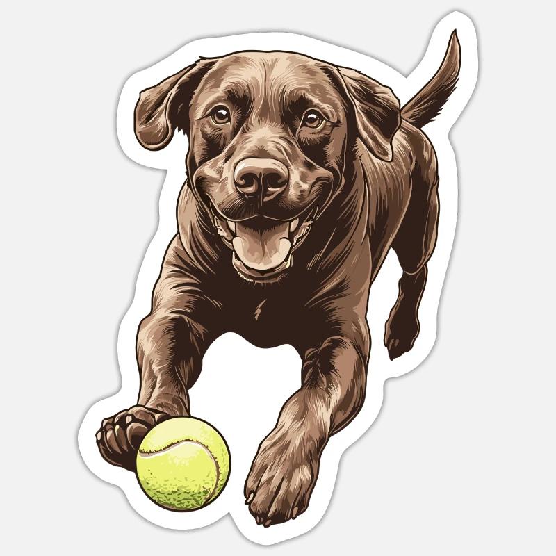 Brown Labrador chasing a ball Sticker size S (10 x 10 cm)