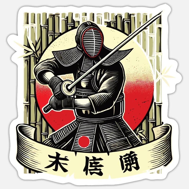 Kendo - Sticker taille S (10 x 10 cm) - blanc mat