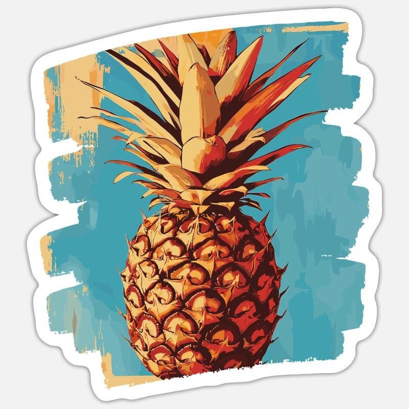 Ananas - Sticker Größe S (10 x 10 cm) - Mattweiß