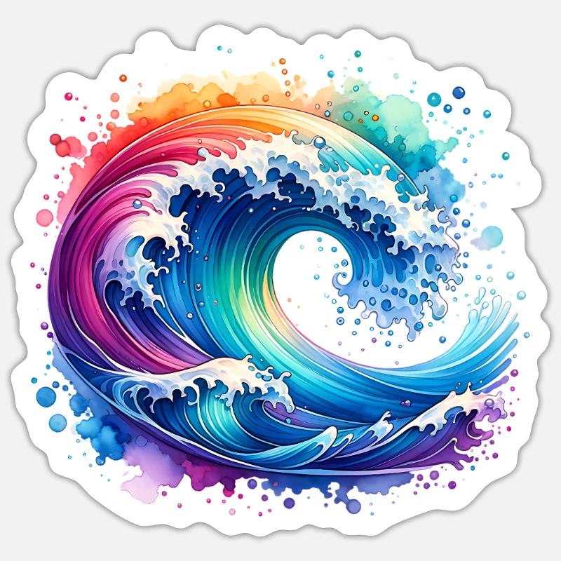 Vague - Sticker taille S (10 x 10 cm) - blanc mat