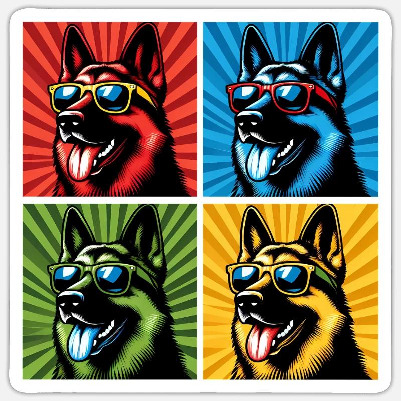 Shepherd's Pop Art Bear, Teddy, Biscuit, Waffles Sticker size S (10 x 10 cm)