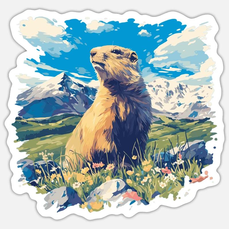 Marmottes Marmottes - Sticker taille S (10 x 10 cm) - blanc mat