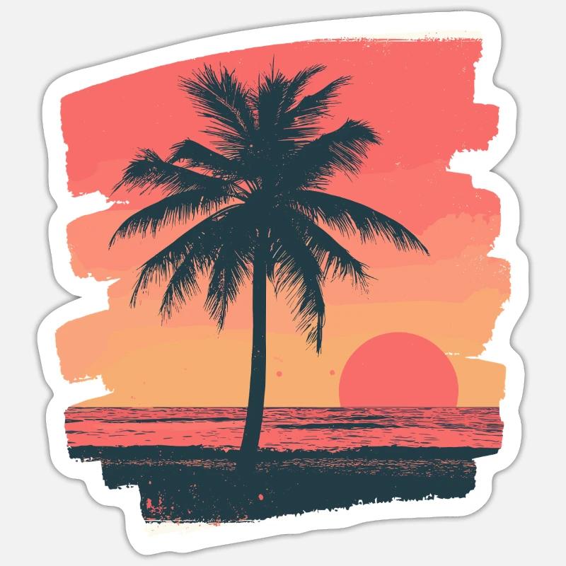 Palm Tree Sunset Sticker size S (10 x 10 cm)