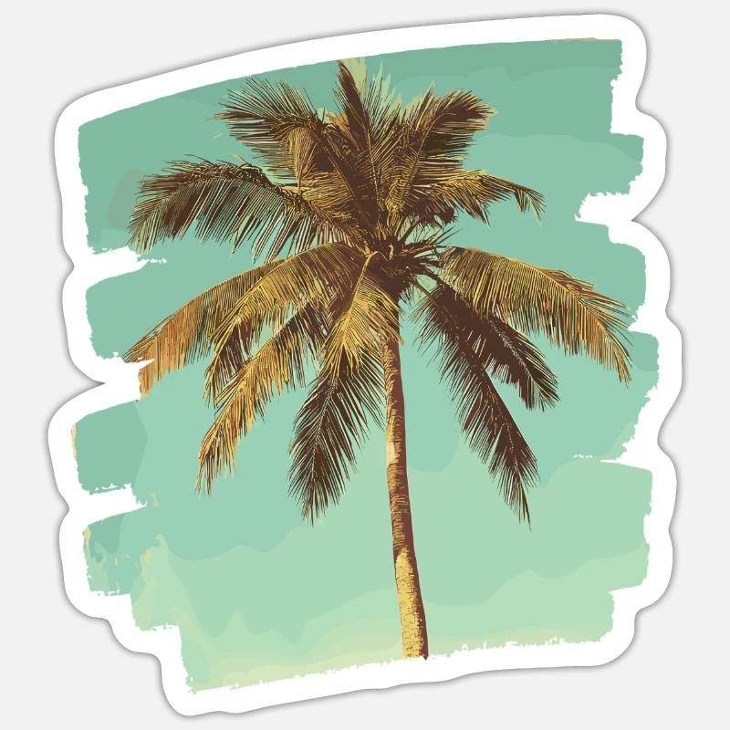 Palm Tree Retro Sticker size S (10 x 10 cm)