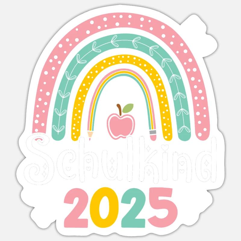 Schulkind 2025 Regenbogen Mädchen Einschulung 2025 Sticker Größe S (10 x 10 cm)