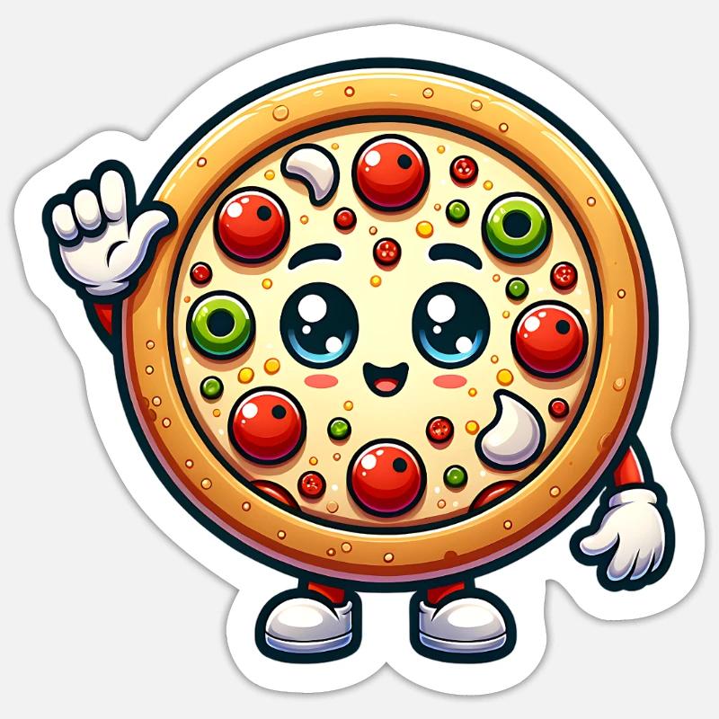 Pizza - Sticker Größe S (10 x 10 cm) - Mattweiß