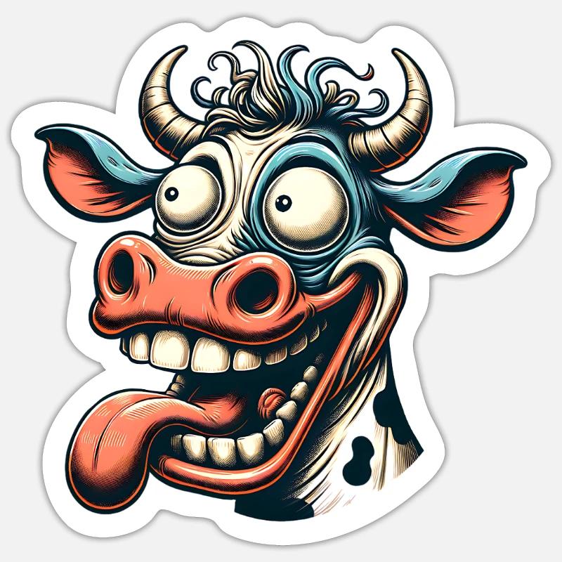 Vache folle - Sticker taille S (10 x 10 cm) - blanc mat