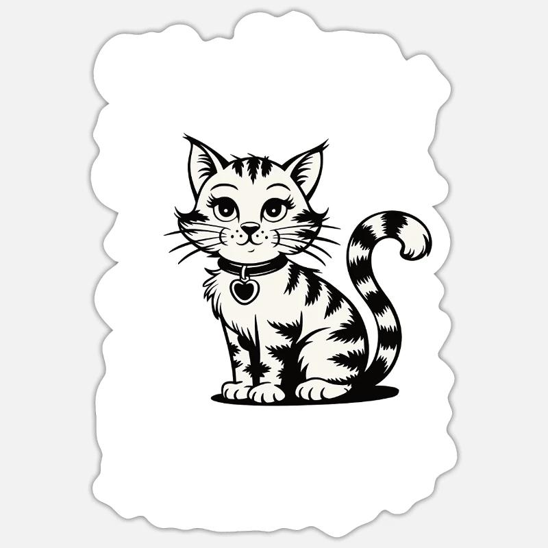 Ma mère est obsédée par moi - le design de chat - Sticker taille S (10 x 10 cm) - blanc mat