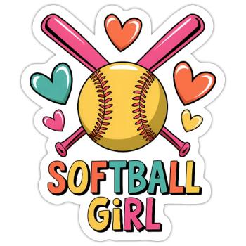 Softball Fille Fille Drôle Softball Cadeau - Sticker taille S (10 x 10 cm) - blanc mat - Devant