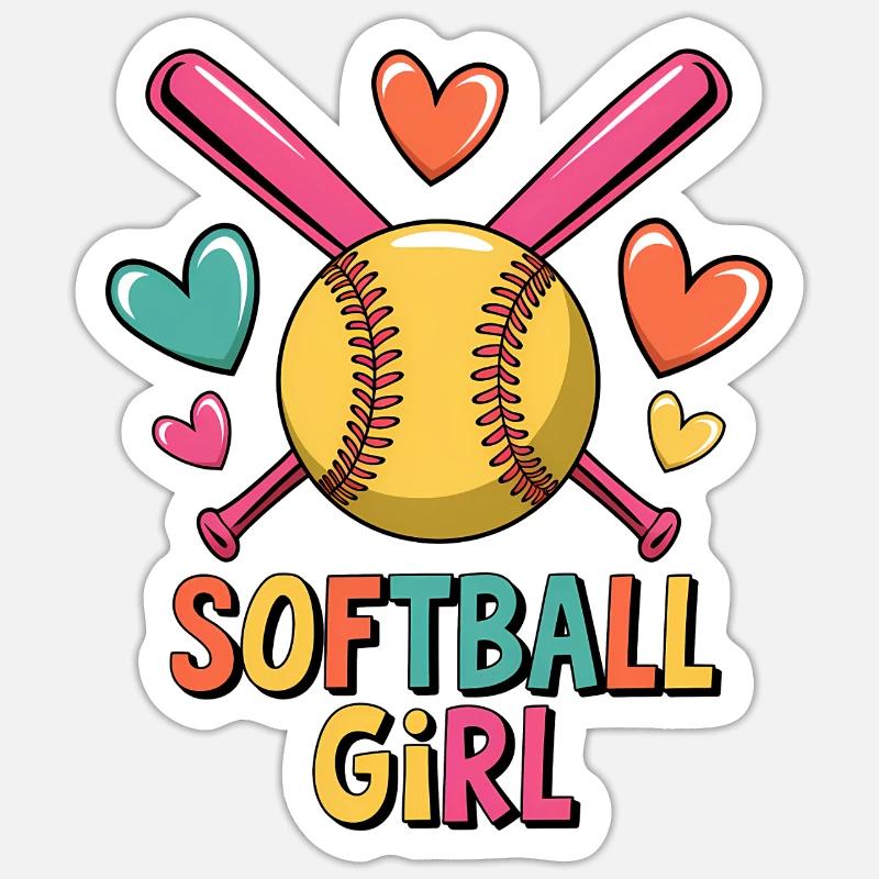Softball Girl Mädchen Lustiges Softball Geschenk Sticker Größe S (10 x 10 cm)
