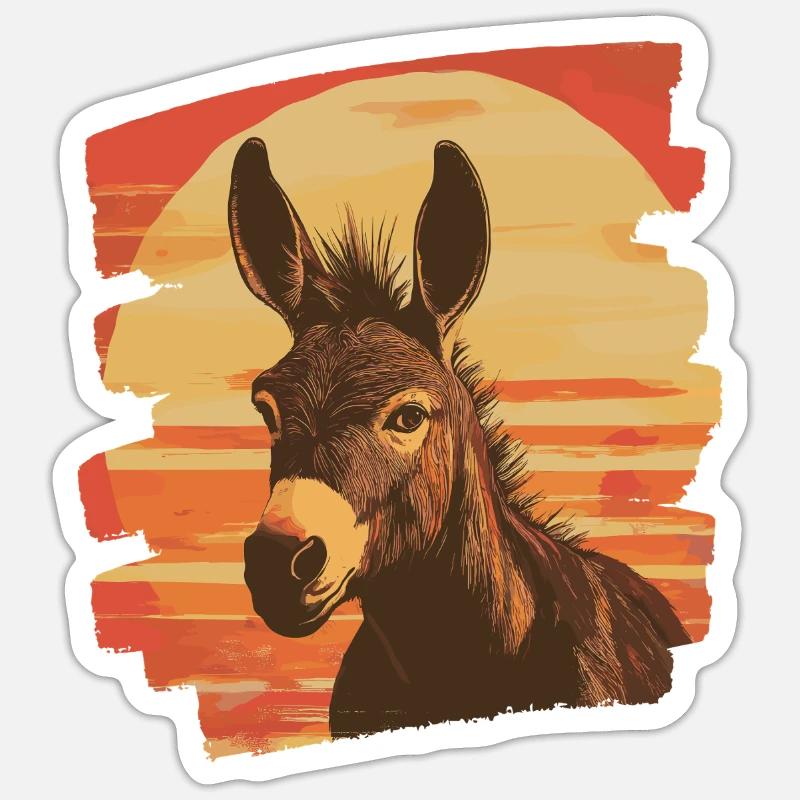 Âne - Sticker taille S (10 x 10 cm) - blanc mat