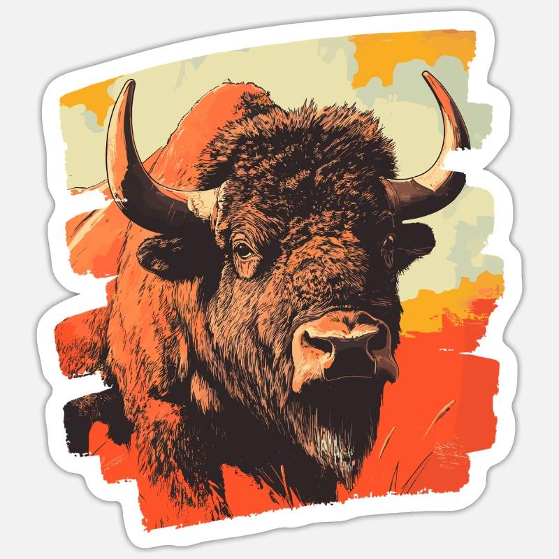Büffel - Sticker Größe S (10 x 10 cm) - Mattweiß
