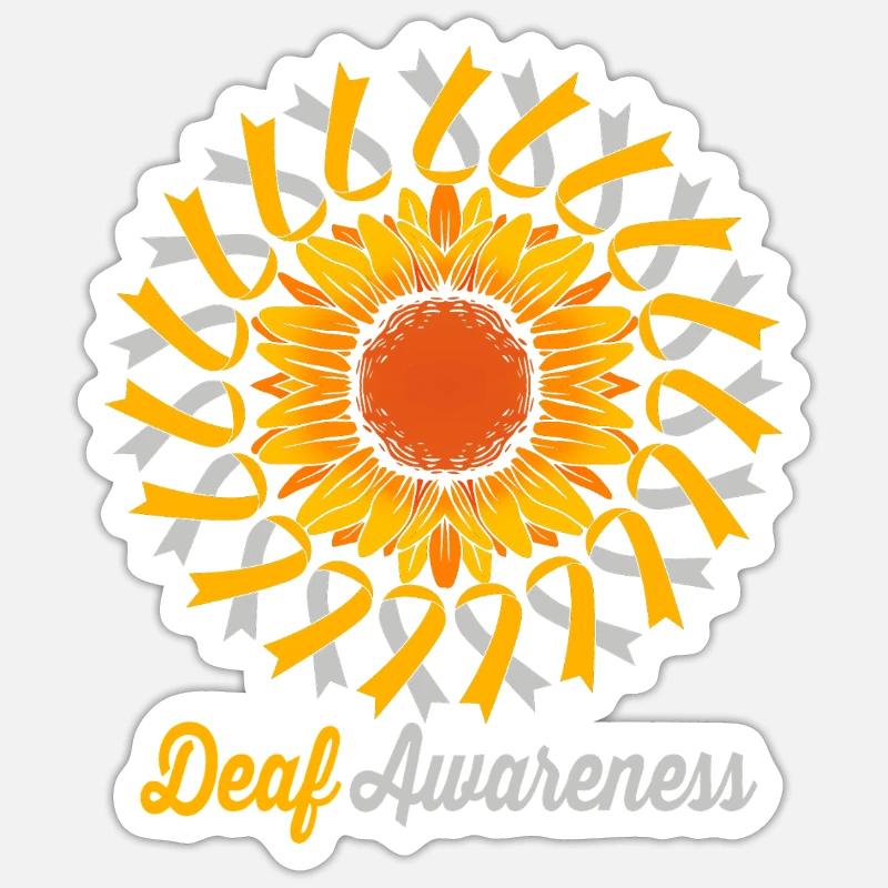 Taub Taubheit Deaf Gebärdensprache - Sticker Größe S (10 x 10 cm) - Mattweiß