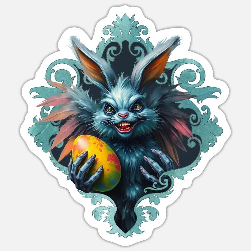 The creepy Easter bunny, - Sticker size S (10 x 10 cm) - white matte