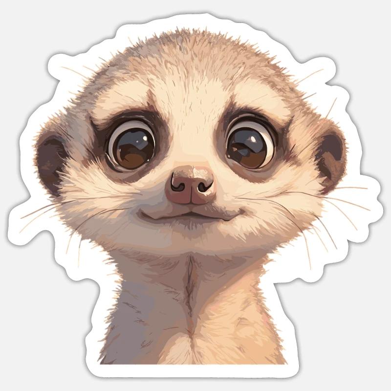 Meerkat Erdmännchen - Sticker taille S (10 x 10 cm) - blanc mat