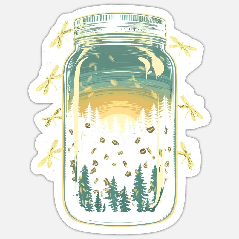 Magical forest fireflies - Sticker size S (10 x 10 cm) - white matte