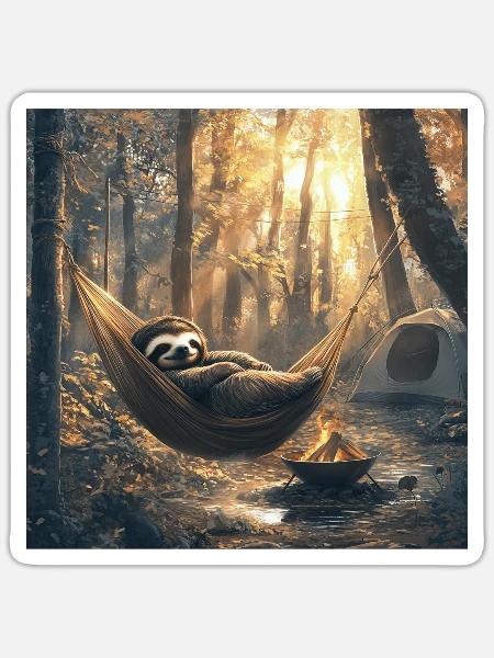 Faultier - Sticker Größe S (10 x 10 cm) - Mattweiß