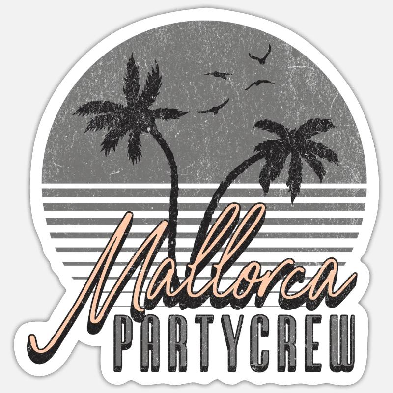 Mallorca Party Crew - Sticker taille S (10 x 10 cm) - blanc mat