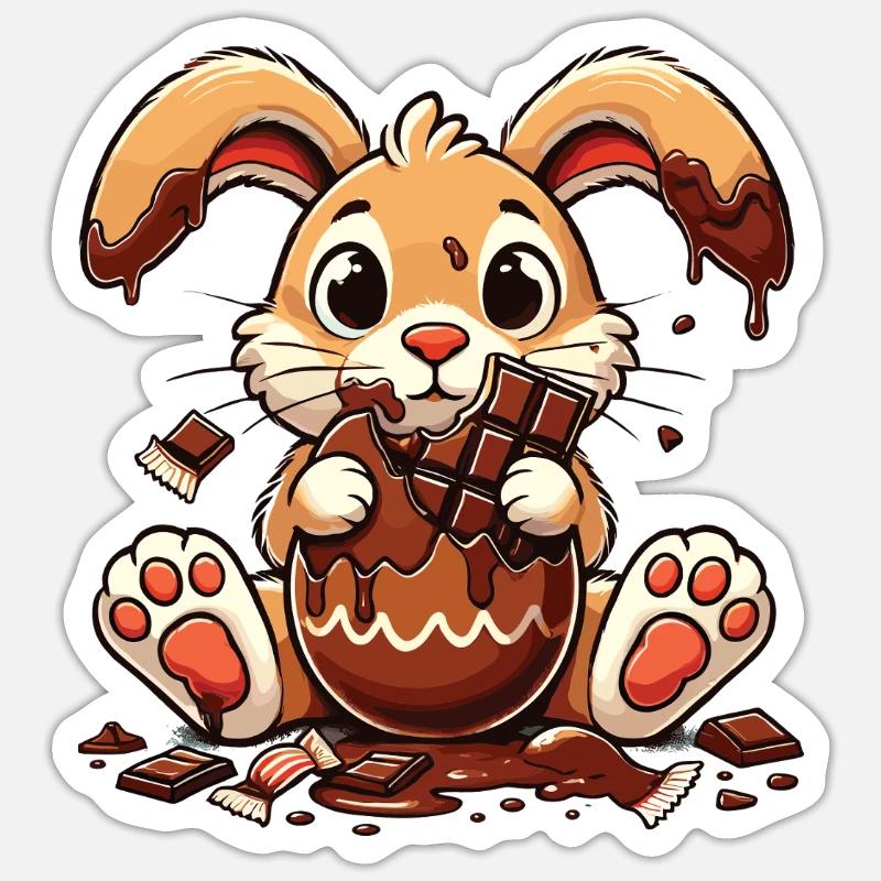 Dégustez du chocolat lapin de Pâques Sticker taille S (10 x 10 cm)
