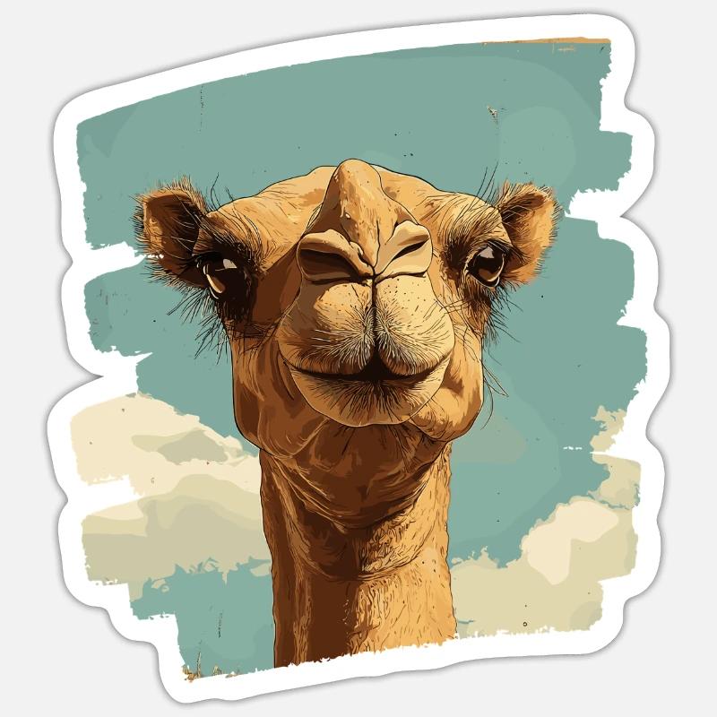 Kamel - Sticker størrelse S (10 x 10 cm) - mat hvid