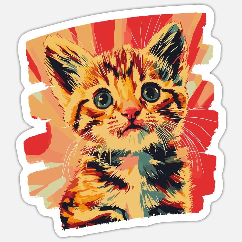 Chaton - Sticker taille S (10 x 10 cm) - blanc mat