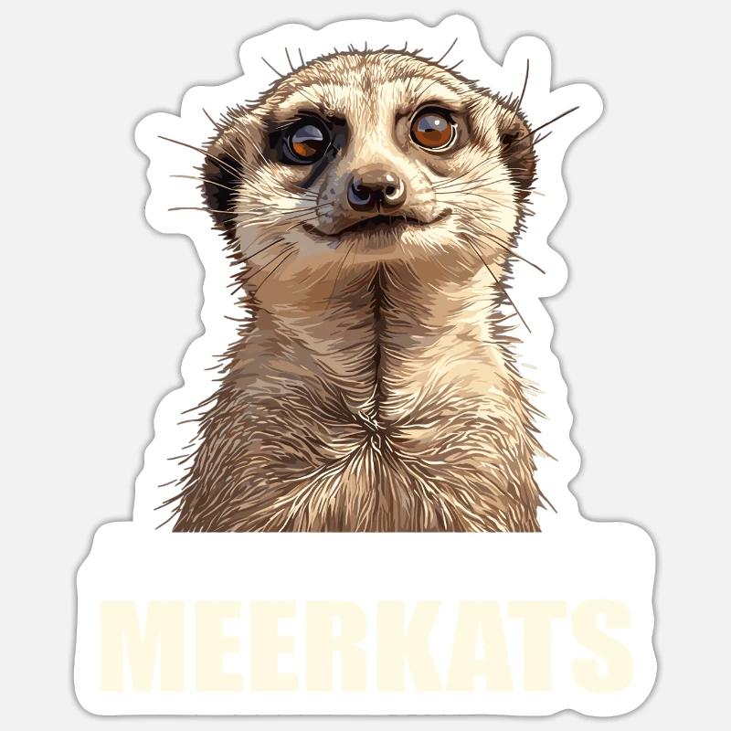 Meerkat Erdmännchen - Sticker taille S (10 x 10 cm) - blanc mat