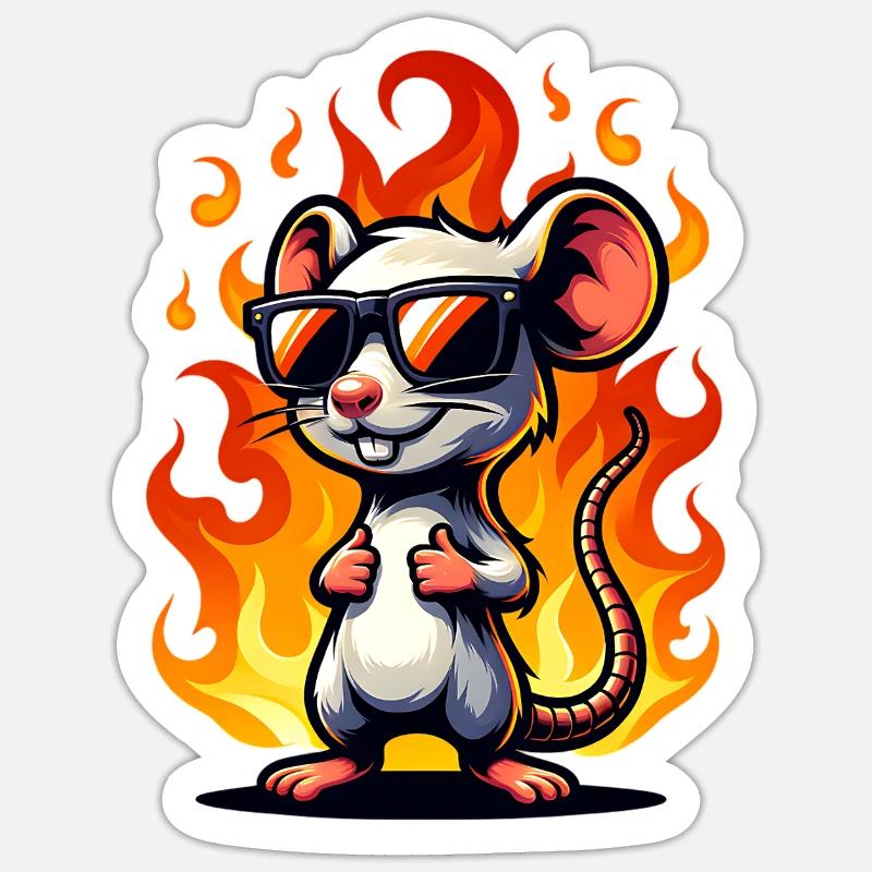 Flamme de souris - Sticker taille S (10 x 10 cm) - blanc mat