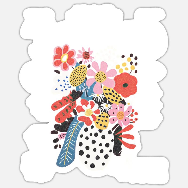 Marché aux fleurs de Tokyo - Sticker taille S (10 x 10 cm) - blanc mat
