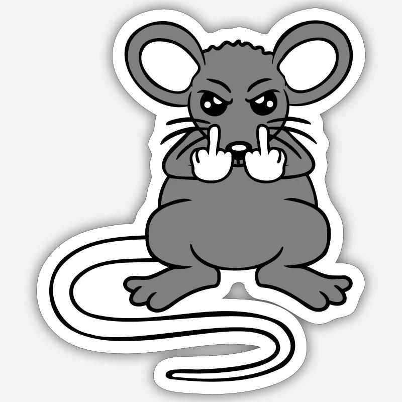 Maus Böse Wütend Frustriert Aggressiv Mittelfinger Sticker Größe S (10 x 10 cm)