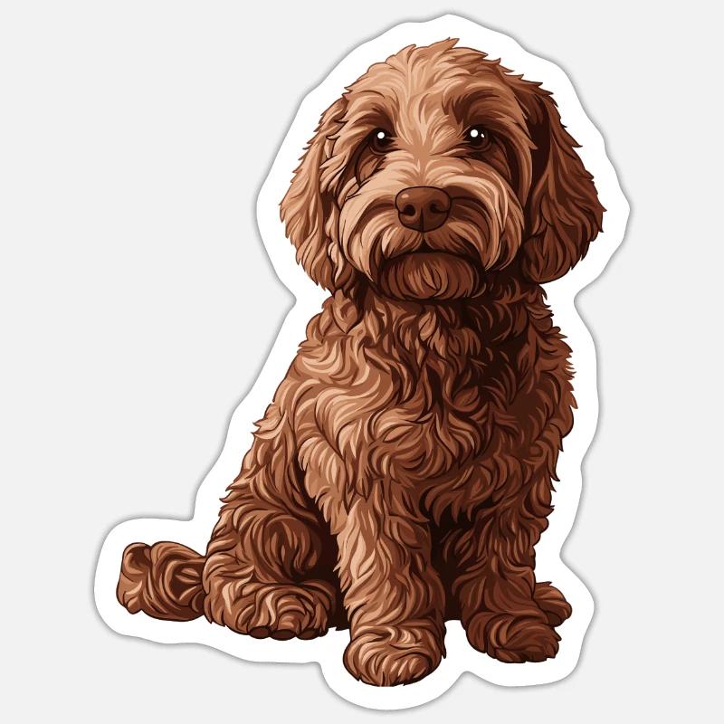 Labradoodle - Sticker Größe S (10 x 10 cm) - Mattweiß