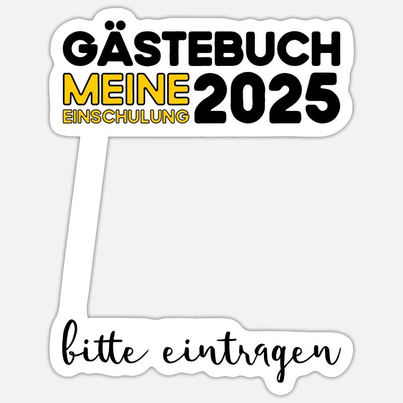 Gästebuch Einschulung 2025 Junge Mädchen Schulkind - Sticker Größe S (10 x 10 cm) - Mattweiß