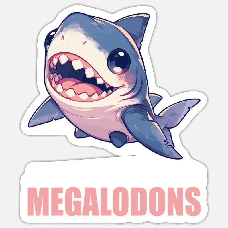 Mégalodons Megalodon - Sticker taille S (10 x 10 cm) - blanc mat