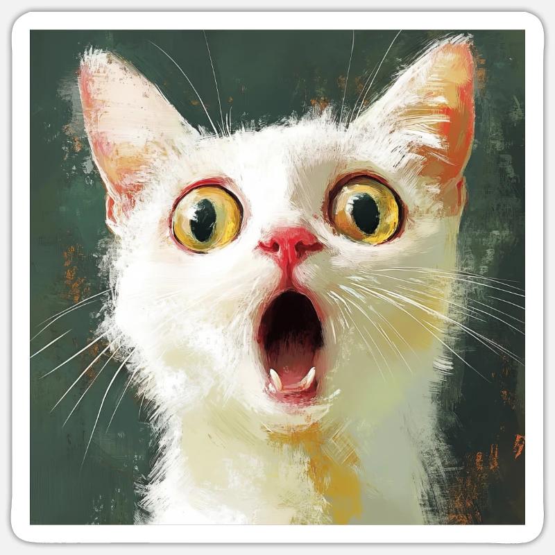 Weiße Katze - Sticker Größe S (10 x 10 cm) - Mattweiß