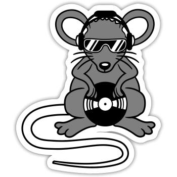 Maus DJ Sonnenbrille Kopfhörer Party Feiern Musik - Sticker Größe S (10 x 10 cm) - Mattweiß - Vorne