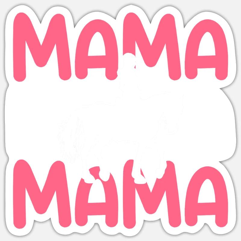 Monter à cheval maman maman - Sticker taille S (10 x 10 cm) - blanc mat