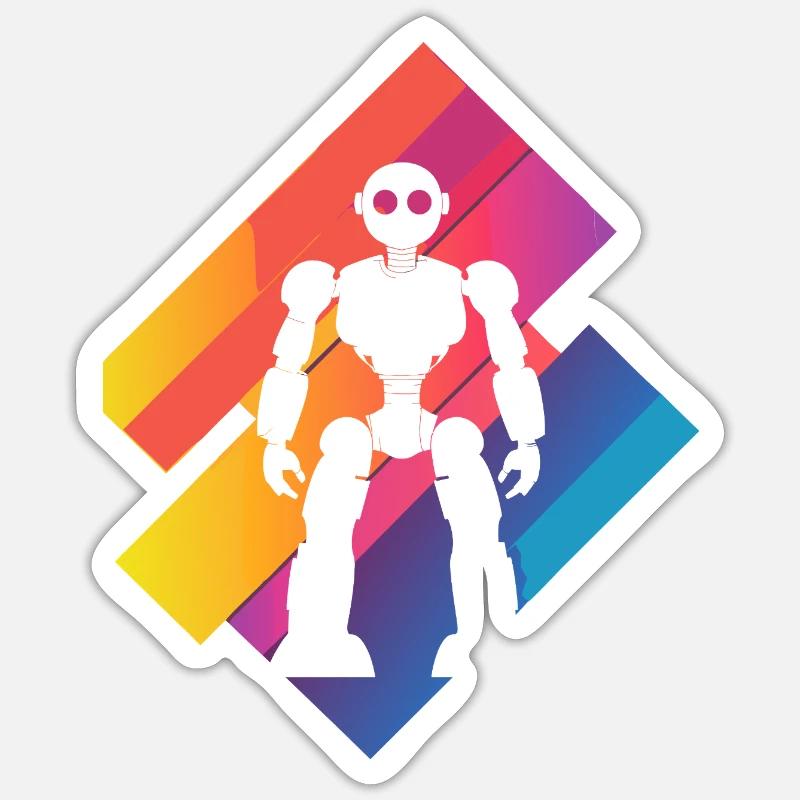 Robotique Machine Tech - Sticker taille S (10 x 10 cm) - blanc mat