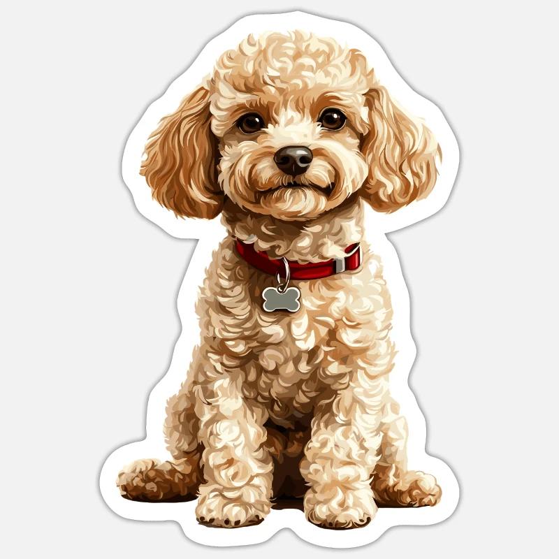 Caniche - Sticker taille S (10 x 10 cm) - blanc mat