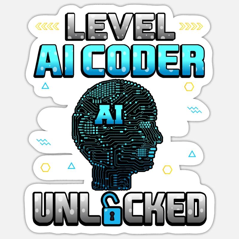 Level KI-Programmierer freigeschaltet - Sticker Größe S (10 x 10 cm) - Mattweiß