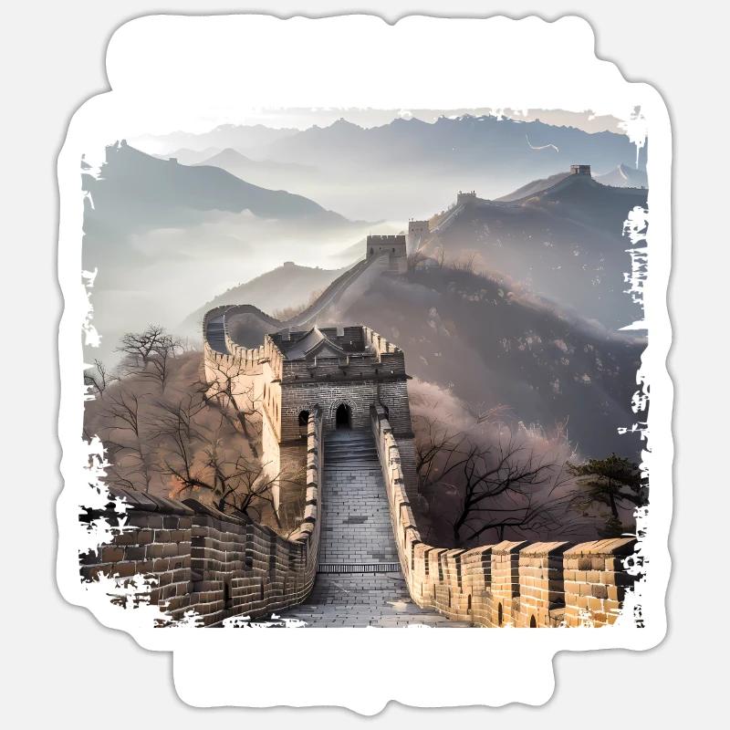 Große Mauer - Sticker Größe S (10 x 10 cm) - Mattweiß