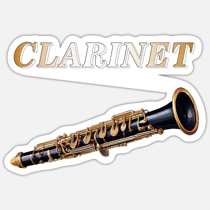 CLARINETTE - Sticker taille S (10 x 10 cm) - blanc mat