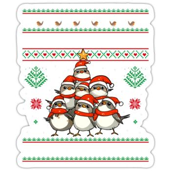 Vogel Weihnachten Rotkehlchen - Sticker Größe S (10 x 10 cm) - Mattweiß - Vorne