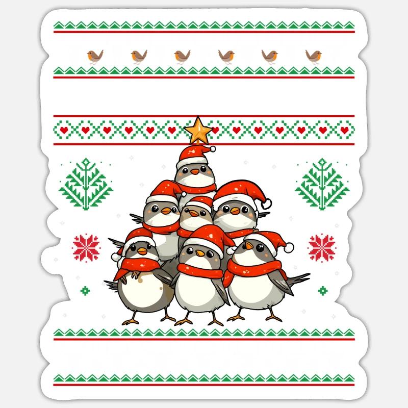 Vogel Weihnachten Rotkehlchen - Sticker Größe S (10 x 10 cm) - Mattweiß